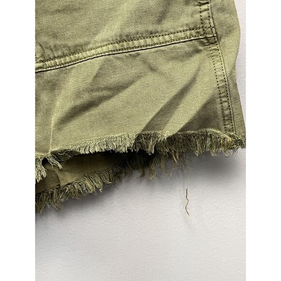 Aerie Shorts Womens small Casual Green Cut Off Raw Hem‎ Linen Blend - Picture 6 of 8